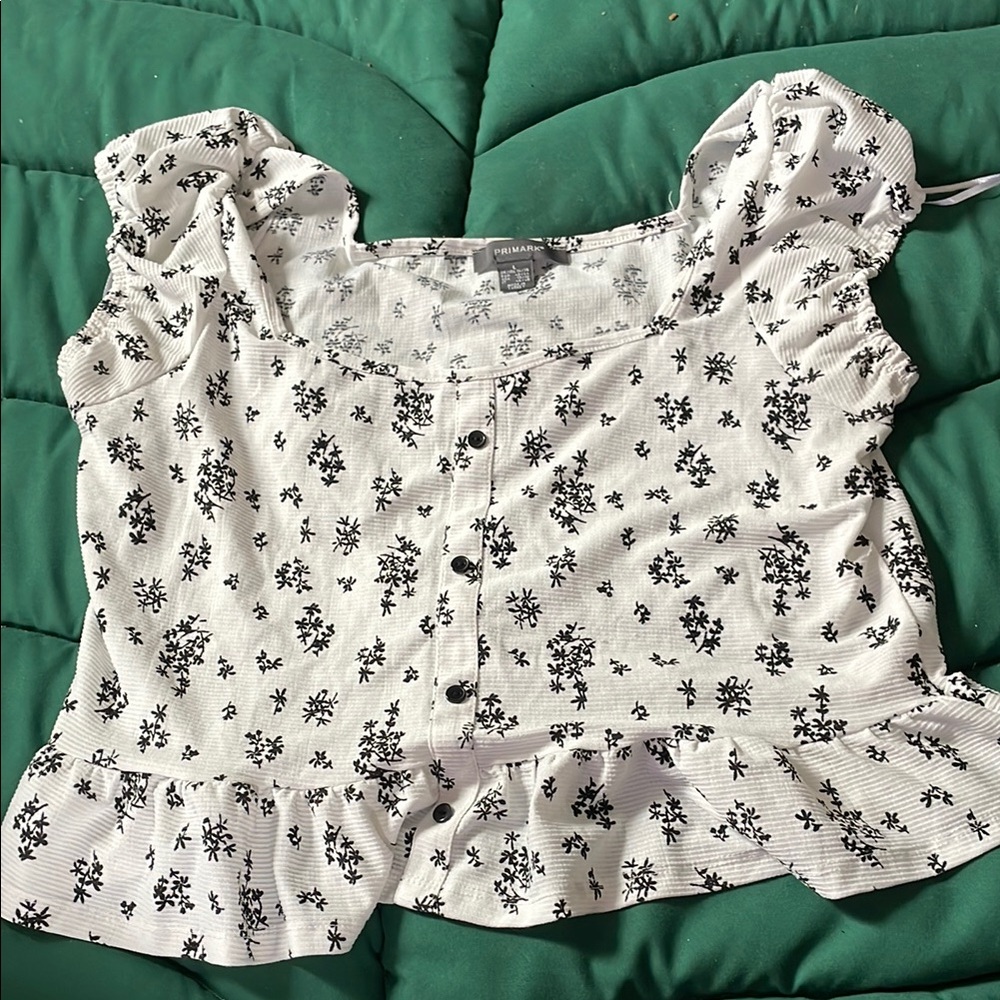 Floral Black and White Women's Top
